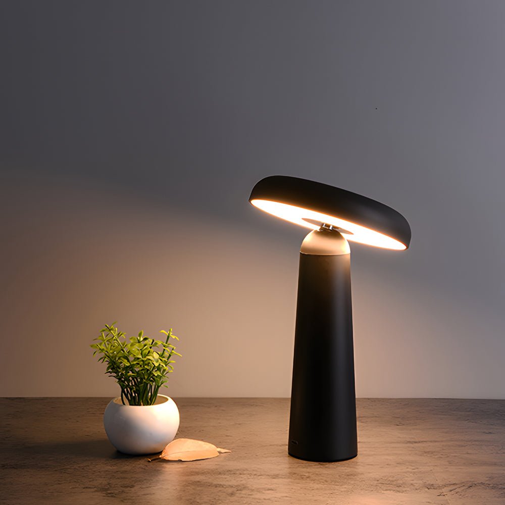 Modern White Mushroom-Shaped USB Rechargeable Table Lamp for Bedroom