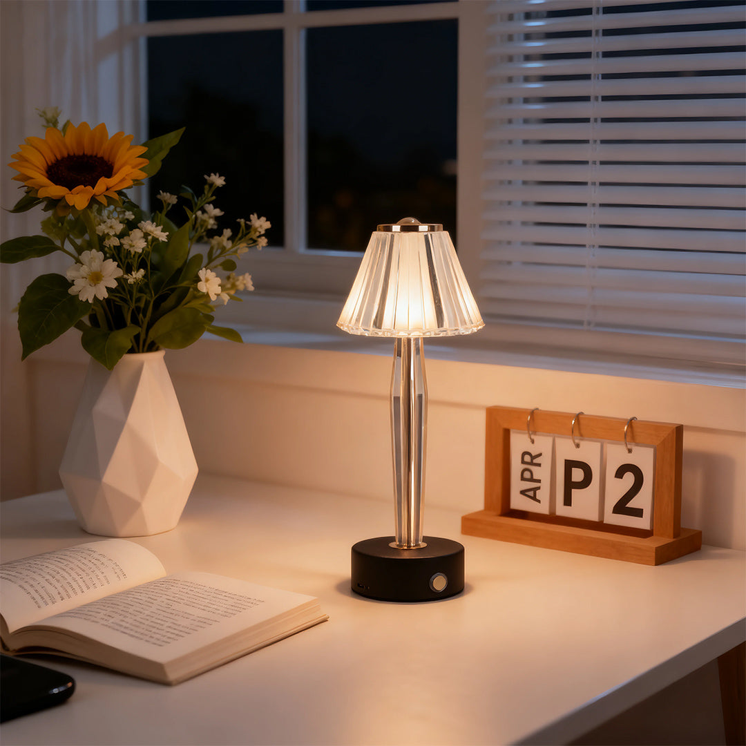 Elegant Iron and Acrylic Table Lamp with USB Touch Control for Bedrooms