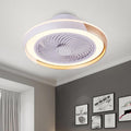 Contemporary White Bladeless LED Ceiling Fan with Dimmer for Bedroom