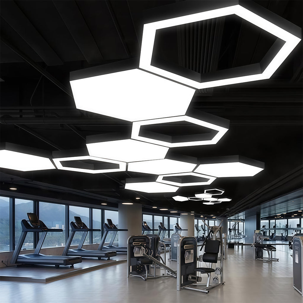 Contemporary Black Hexagonal LED Chandelier for Living Room Bedroom