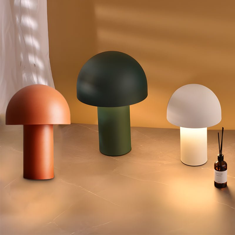 Frosted White Touch-Control Mushroom Ambient Table Lamp for Modern Interiors