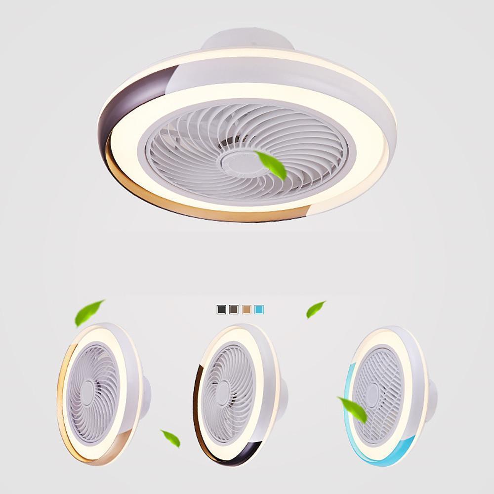 Contemporary White Bladeless LED Ceiling Fan with Dimmer for Bedroom