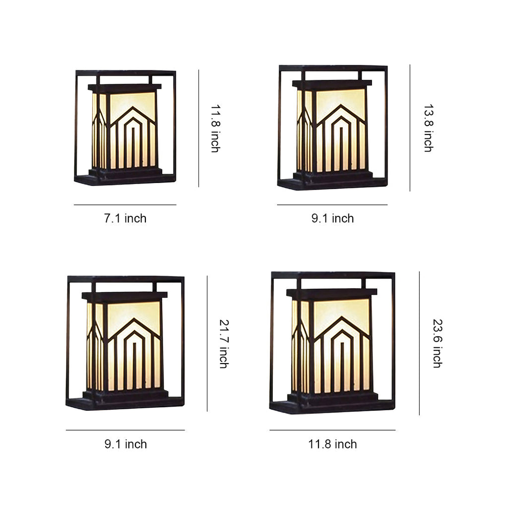 Rustic Black Metal Waterproof Lantern Outdoor Lights for Courtyard Garden