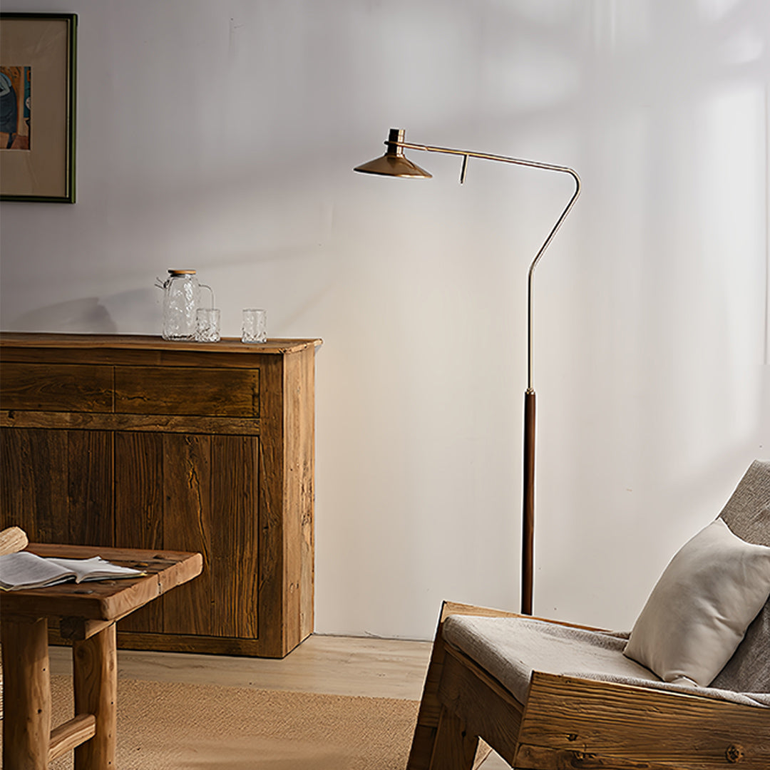 Adjustable Vintage Gold Industrial Floor Lamp for Living Room Decor