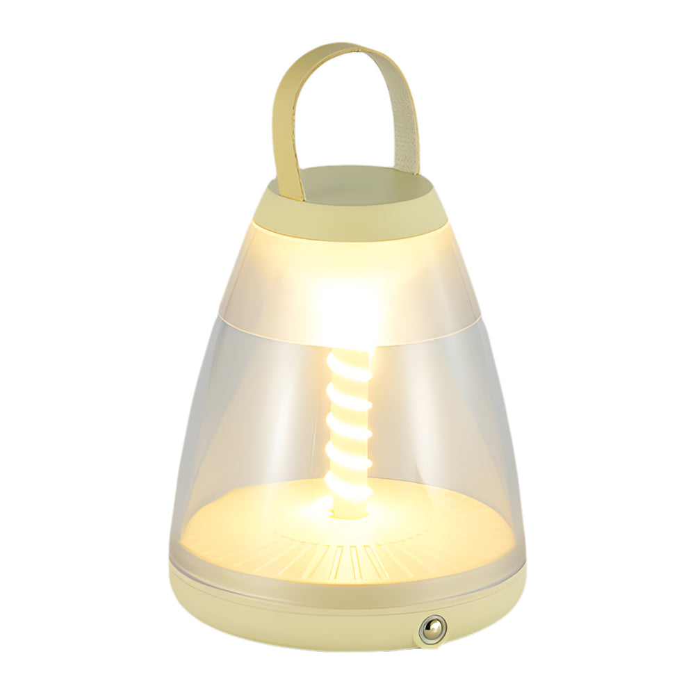 Modern White Spiral LED Table Lamp - Battery-Powered for Outdoor Use