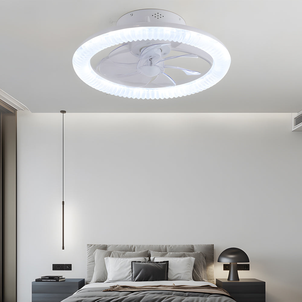 Clear Acrylic Ceiling Fan with Integrated Light for Modern Living Spaces