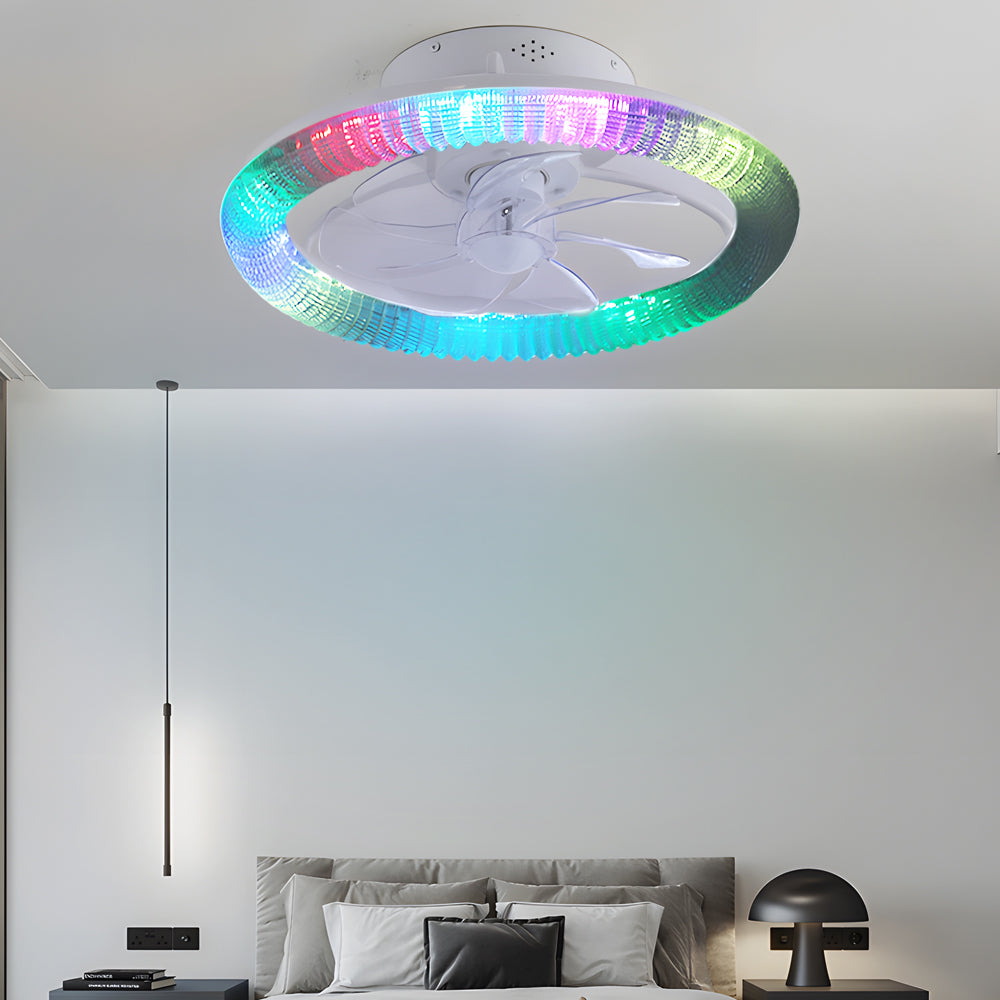 Clear Acrylic Ceiling Fan with Integrated Light for Modern Living Spaces
