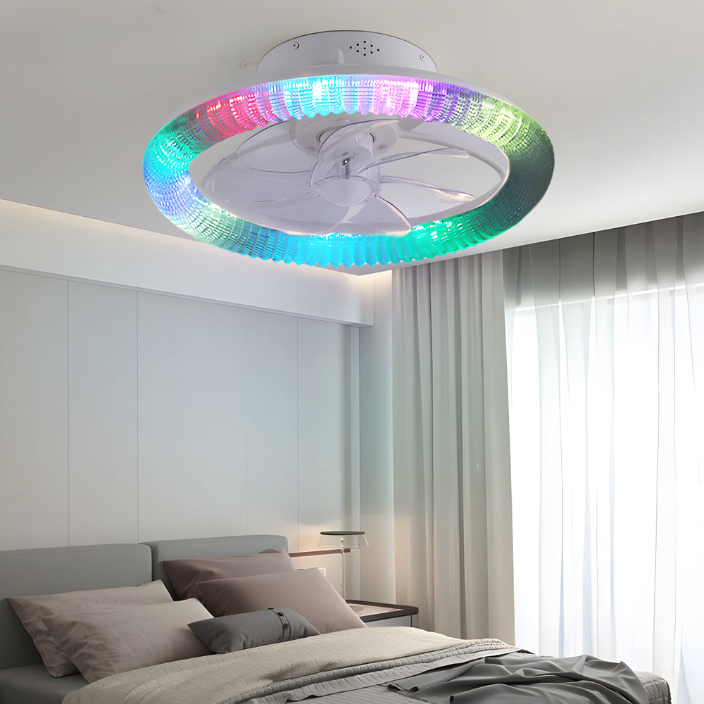 Clear Acrylic Ceiling Fan with Integrated Light for Modern Living Spaces