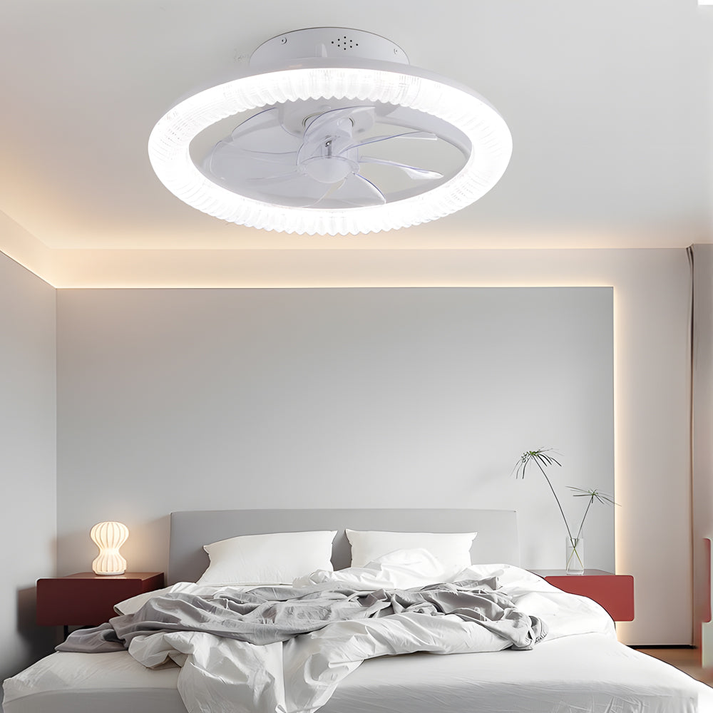 Clear Acrylic Ceiling Fan with Integrated Light for Modern Living Spaces
