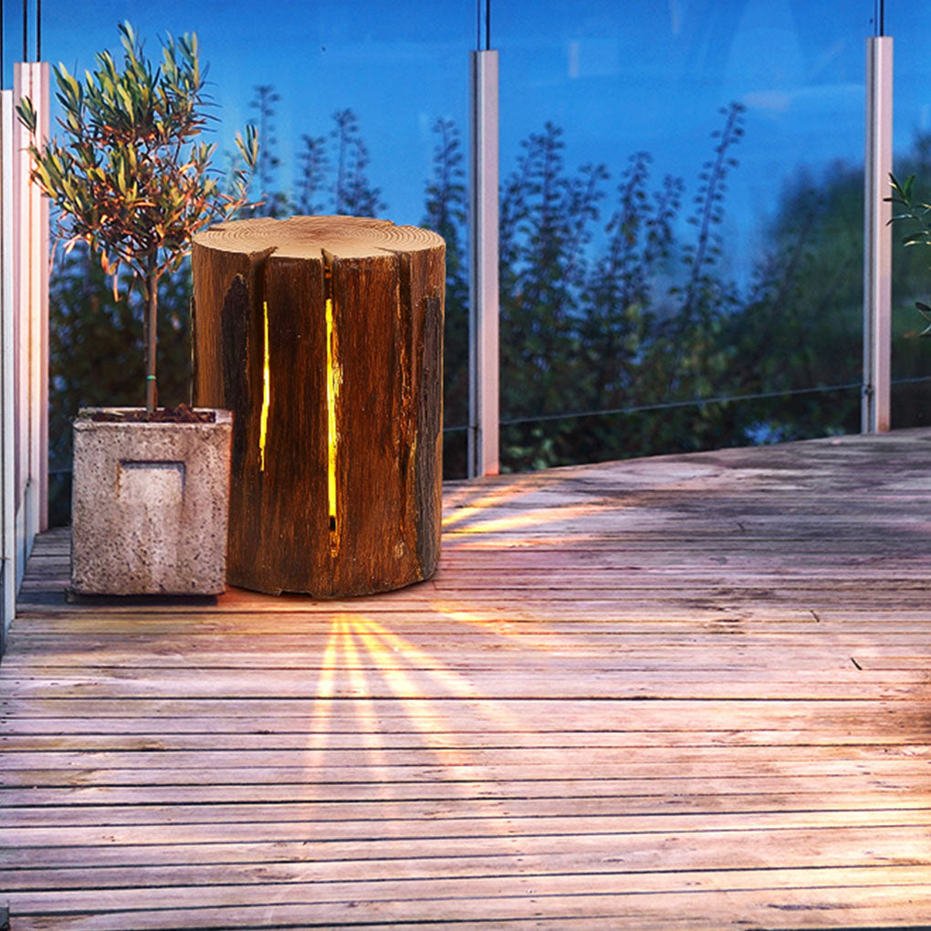 Rustic LED Resin Tree Stump Garden Lamp - Outdoor Decorative Light
