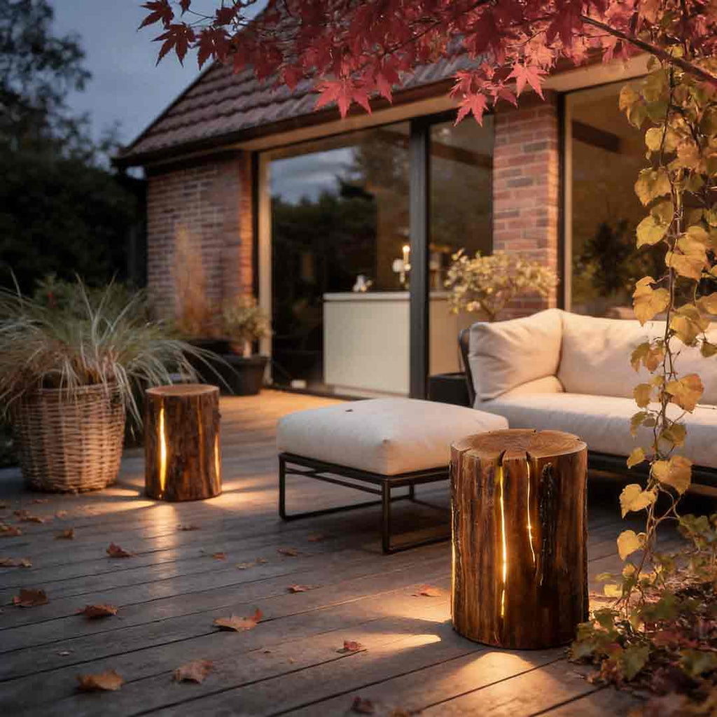 Rustic LED Resin Tree Stump Garden Lamp - Outdoor Decorative Light