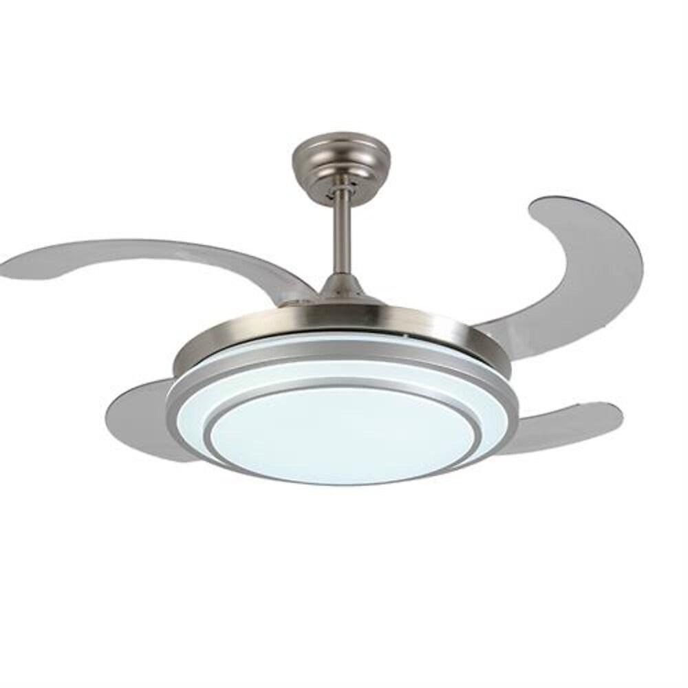 Modern Retractable Gold Chandelier Ceiling Fan with LED Light for Living Room
