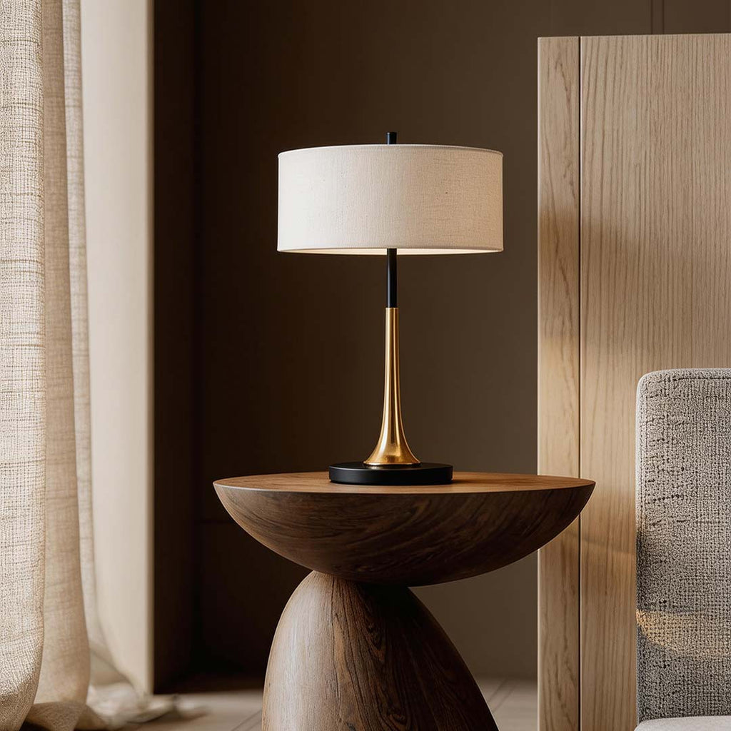 Elegant Modern Fabric Table Lamp with Metal Base for Living Room Decor