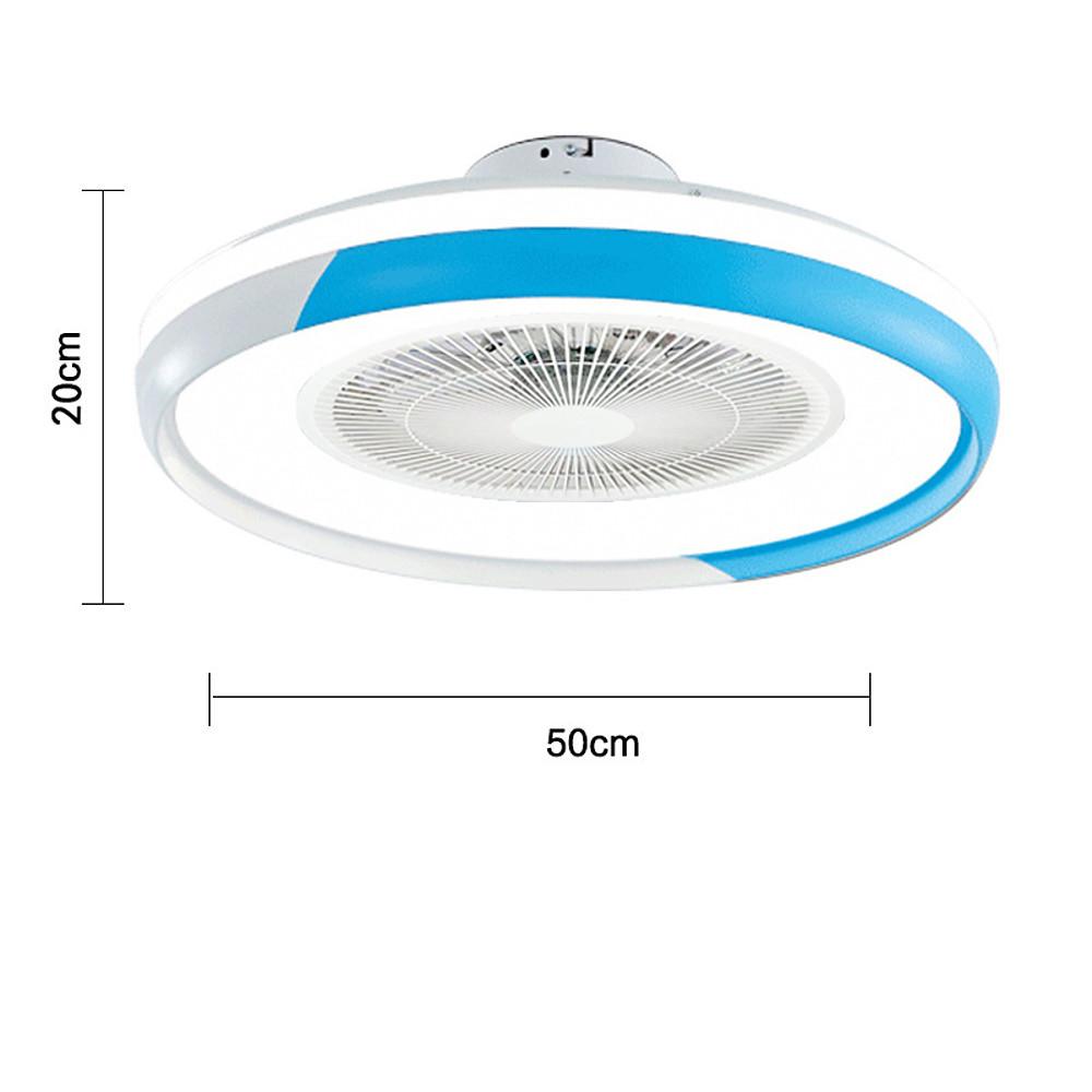 Modern White Circular LED Dimmable Bladeless Ceiling Fan with Light Remote for Living Room