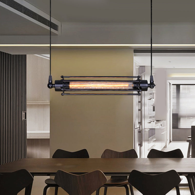 Vintage Iron Tube Pendant Light Fixture for Industrial Style Kitchen