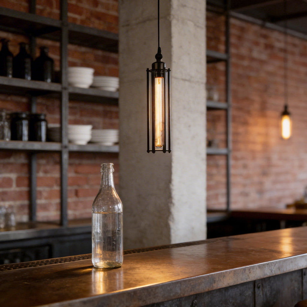 Vintage Industrial Iron Tube Pendant Light for Kitchen or Dining Room
