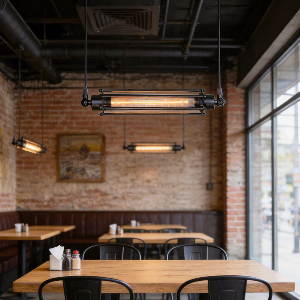 Vintage Iron Tube Pendant Light Fixture for Industrial Style Kitchen