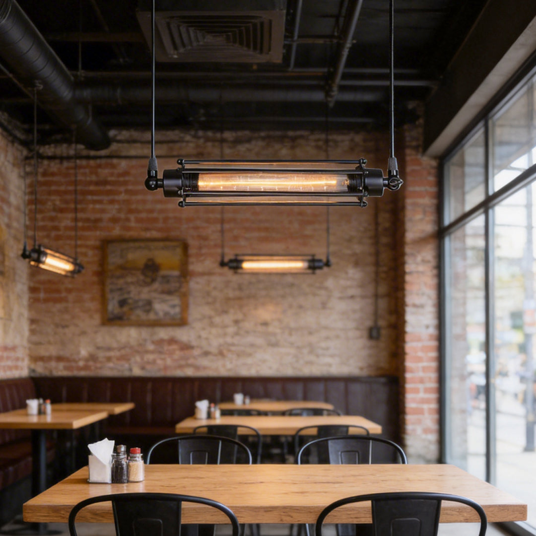Vintage Iron Tube Pendant Light Fixture for Industrial Style Kitchen