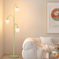 Elegant French Three-Light Arc Iron Floor Lamp in Vintage Tulip Style