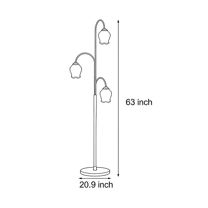 Elegant French Three-Light Arc Iron Floor Lamp in Vintage Tulip Style