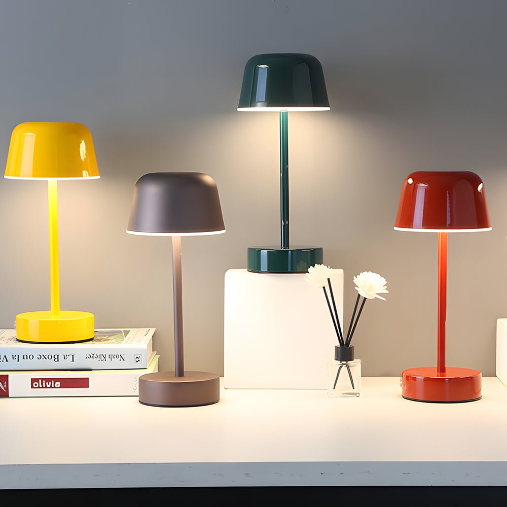 Adjustable Hat-Style Metal Finish Table Lamp for Modern Living Rooms