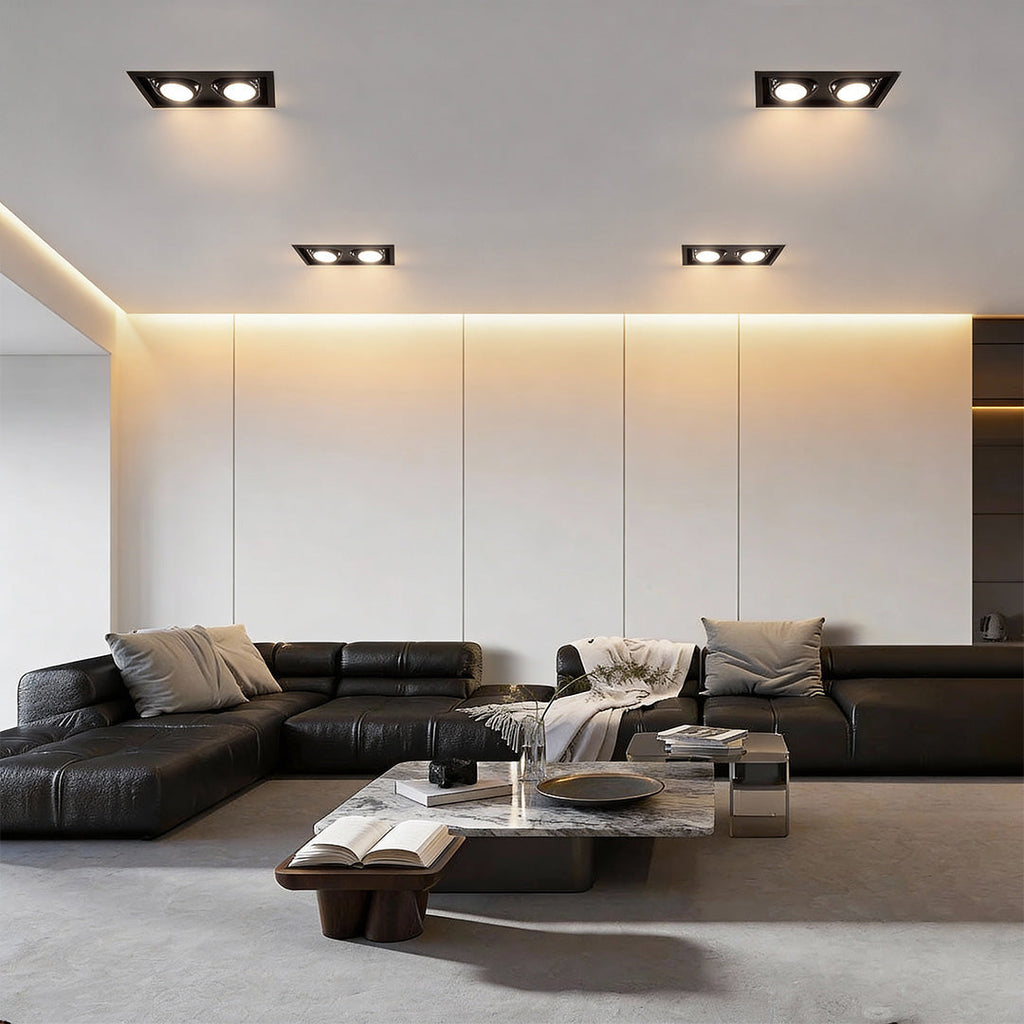 Modern Adjustable Rectangular Recessed Spotlight Fixture for Ceiling Lighting