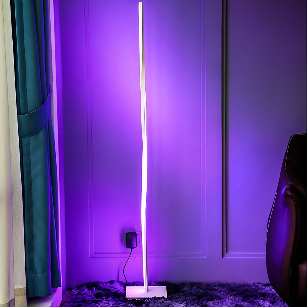 Modern White Twisted LED Floor Lamp for Living Room & Bedroom Decor