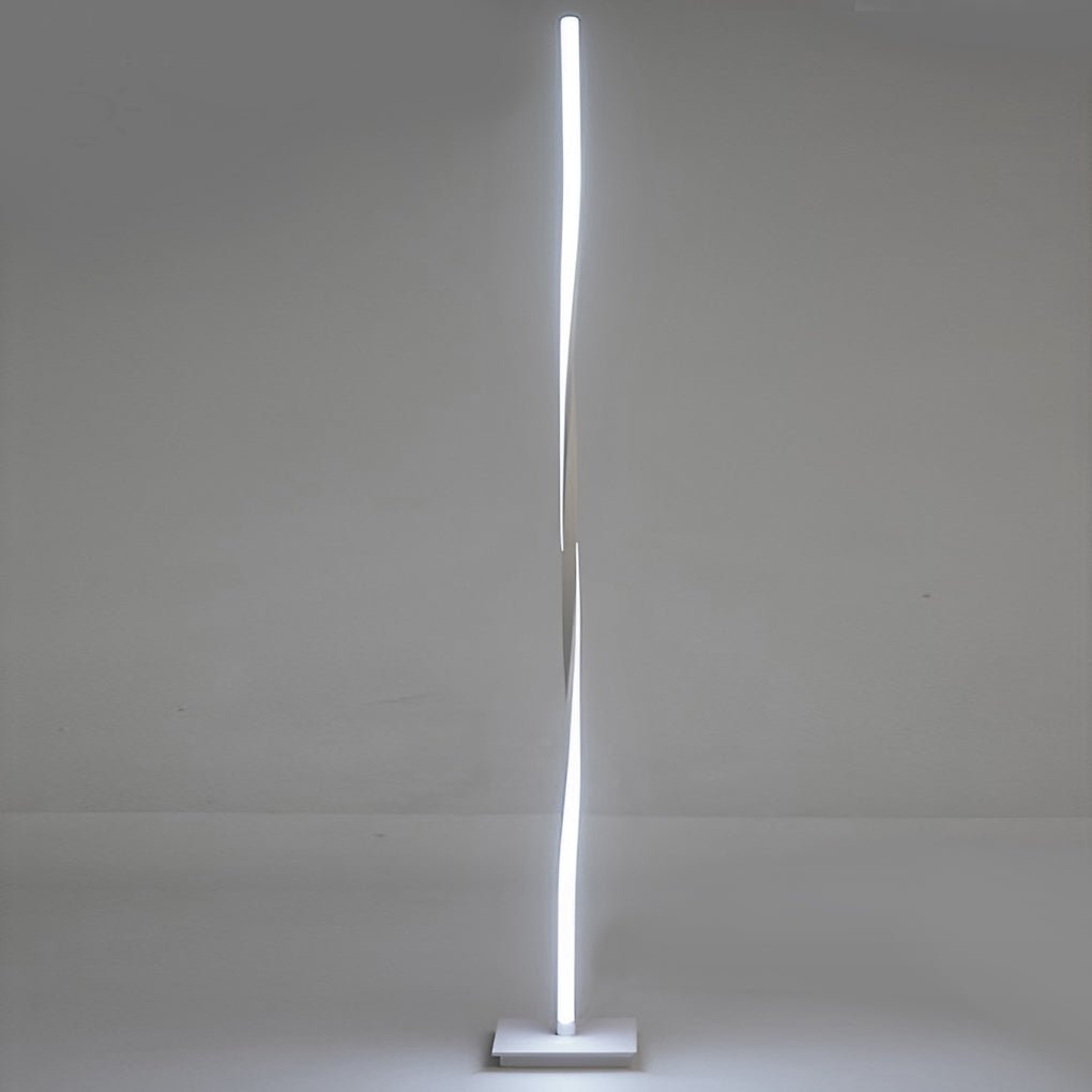 Modern White Twisted LED Floor Lamp for Living Room & Bedroom Decor