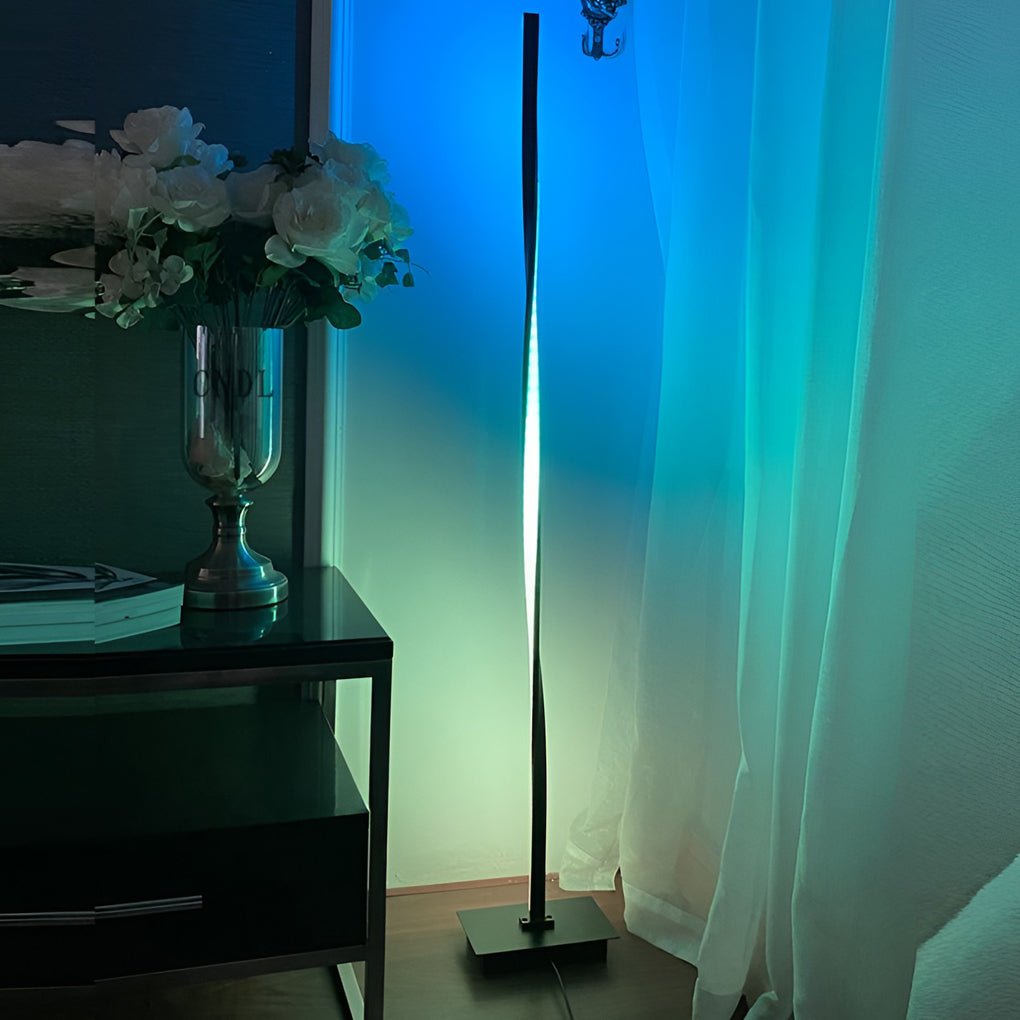 Modern White Twisted LED Floor Lamp for Living Room & Bedroom Decor