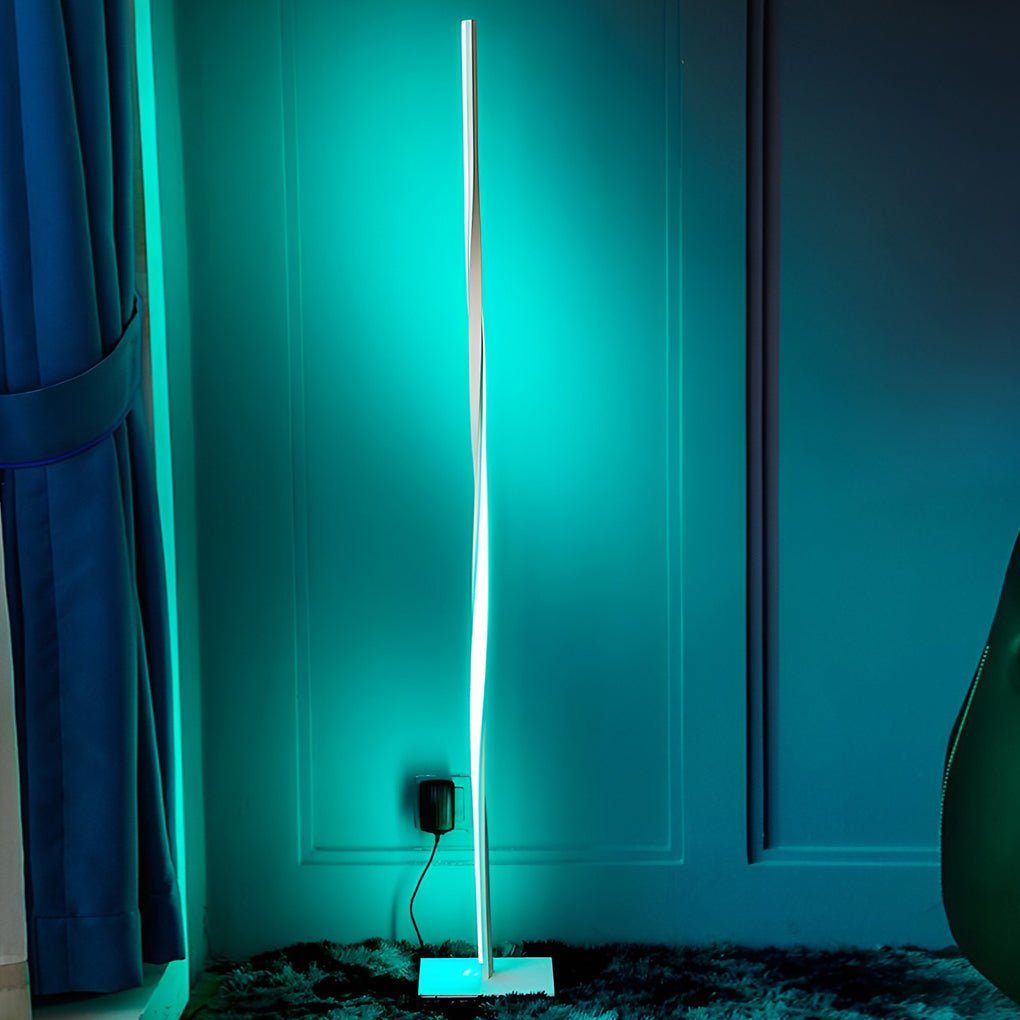 Modern White Twisted LED Floor Lamp for Living Room & Bedroom Decor