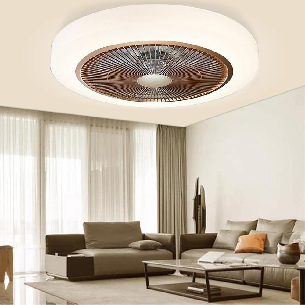 Modern White Bladeless LED Ceiling Fan Light for Living Room Decor