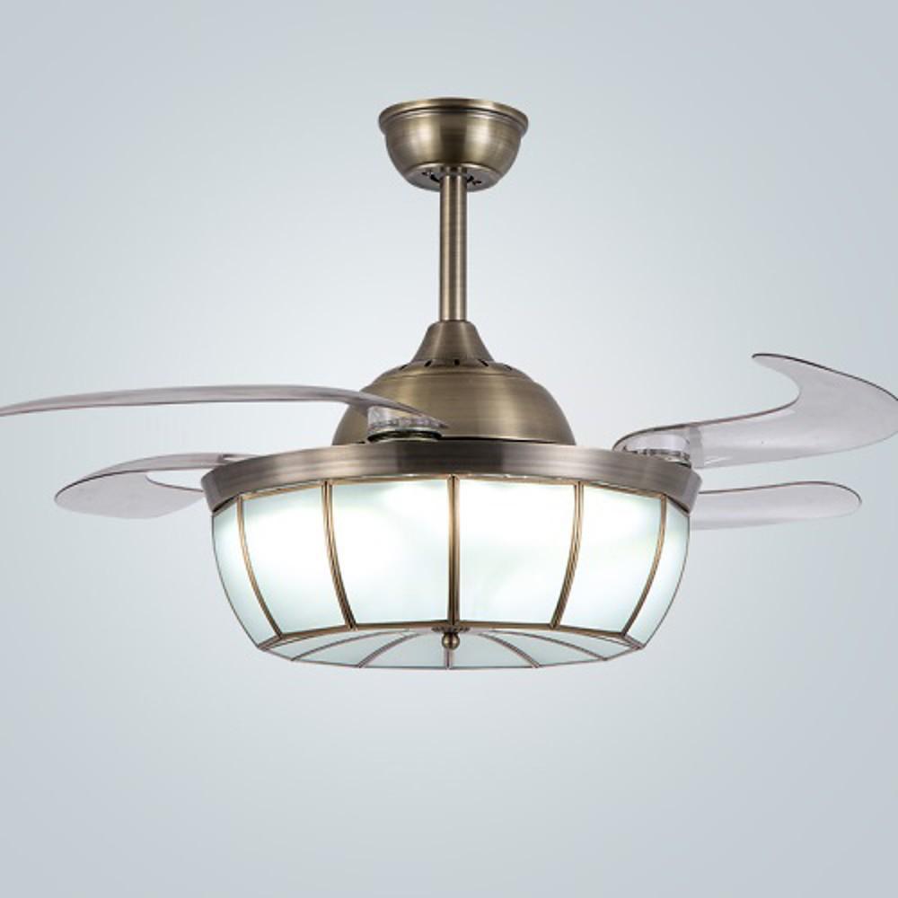 Industrial Black Retractable Ceiling Fan with Light for Home Office Space