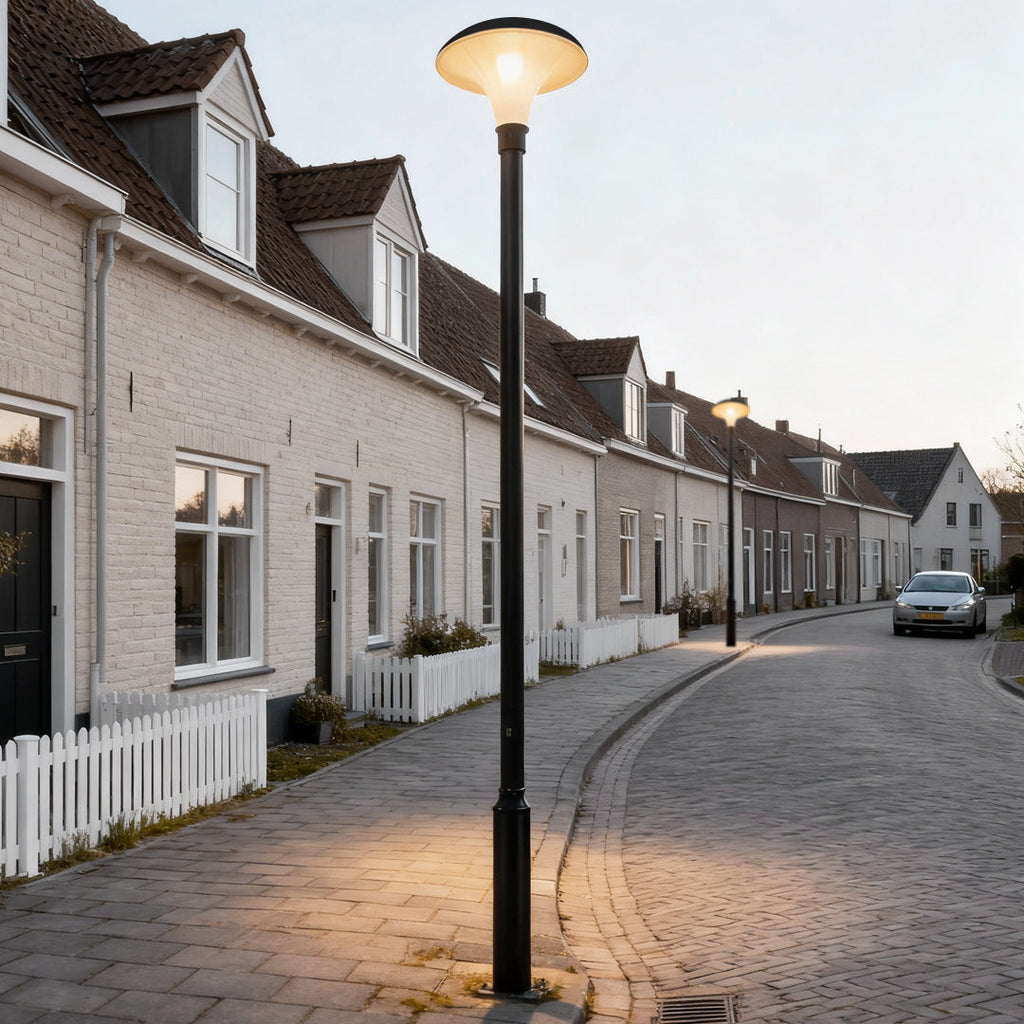 Modern Black LED Solar Street Light - Waterproof Outdoor Pole Lamp
