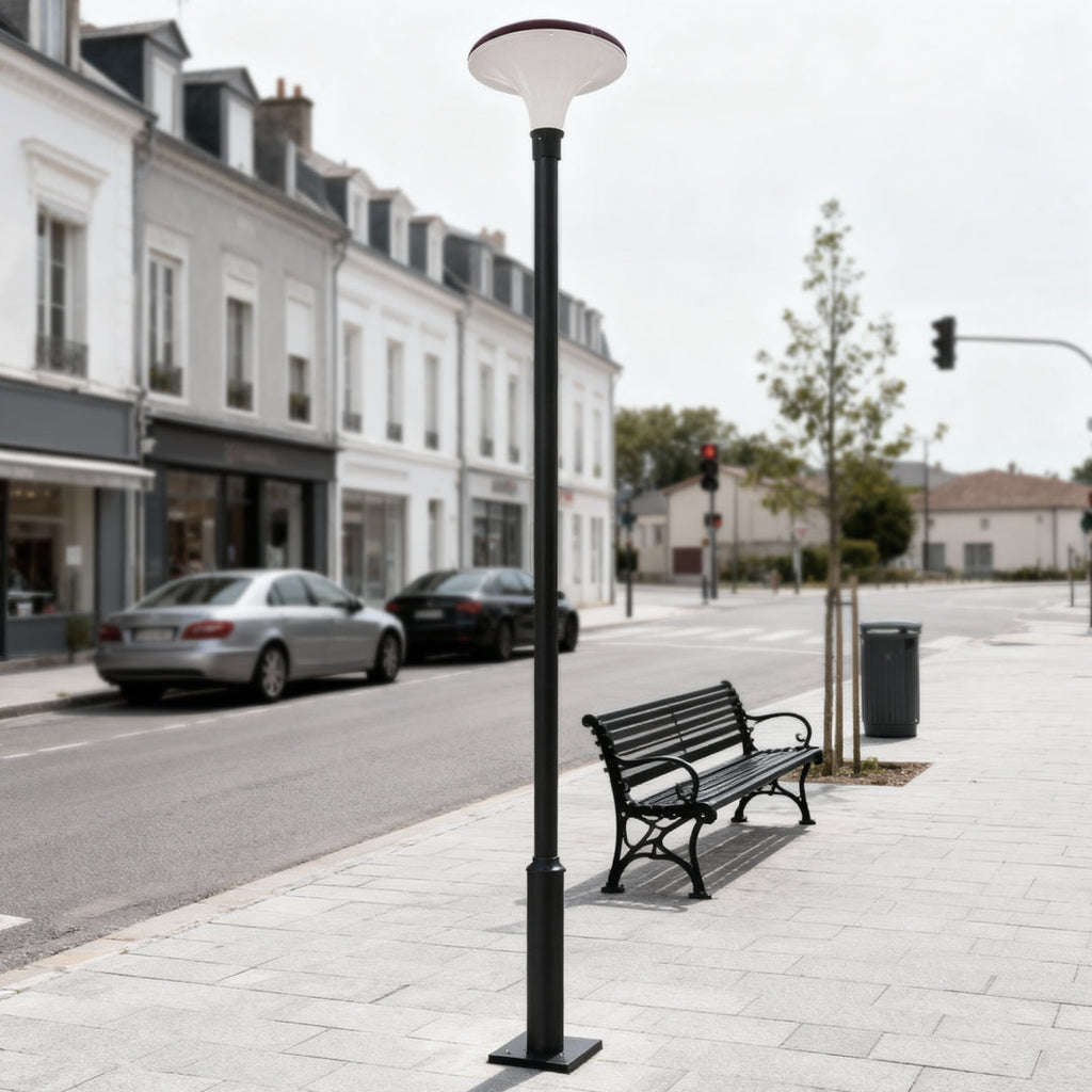 Modern Black LED Solar Street Light - Waterproof Outdoor Pole Lamp