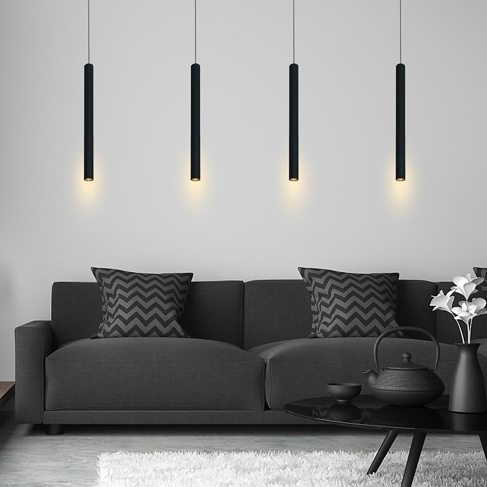 Sleek Gray Mini Elongated LED Pendant Light for Kitchen Island Lighting