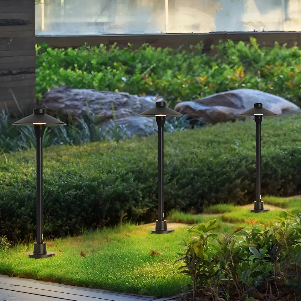 Modern Black Metal LED Pathway Umbrella Lamp for Outdoor Landscape Use