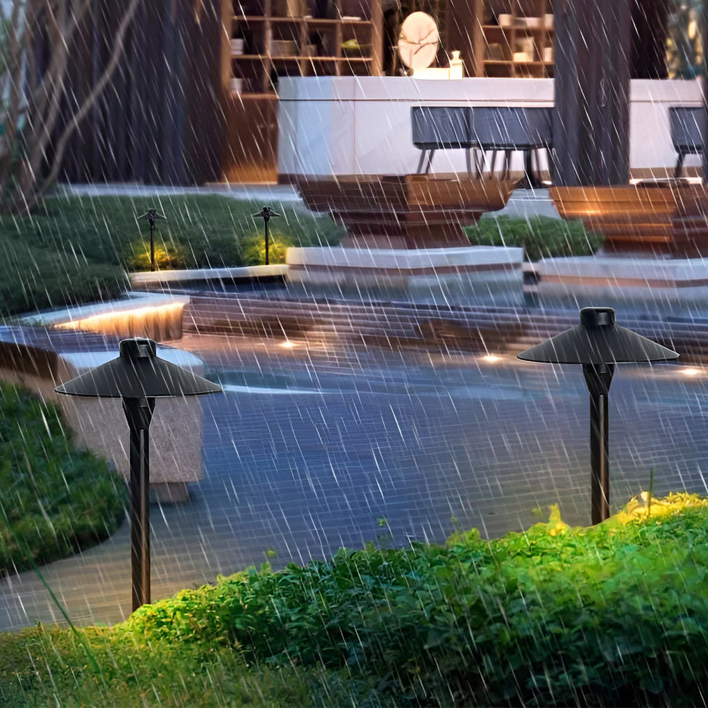 Modern Black Metal LED Pathway Umbrella Lamp for Outdoor Landscape Use