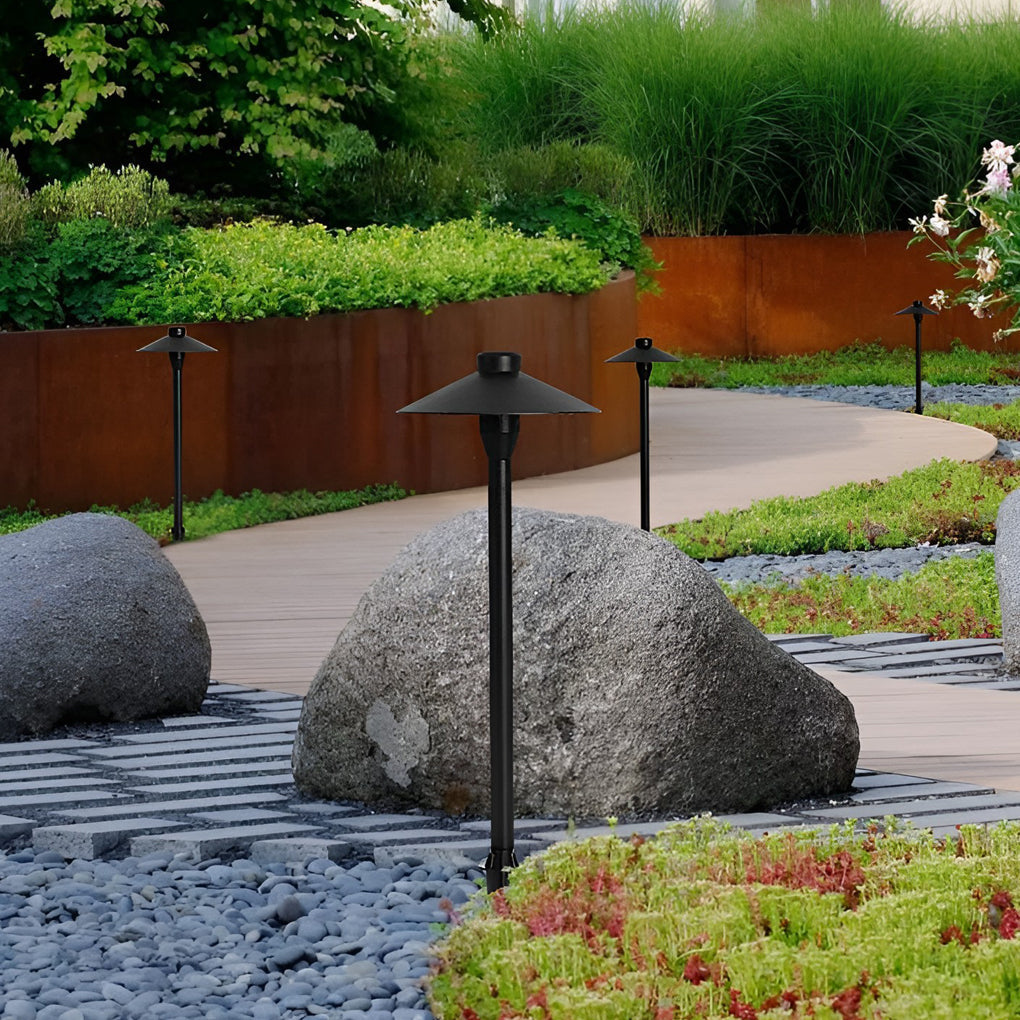 Modern Black Metal LED Pathway Umbrella Lamp for Outdoor Landscape Use