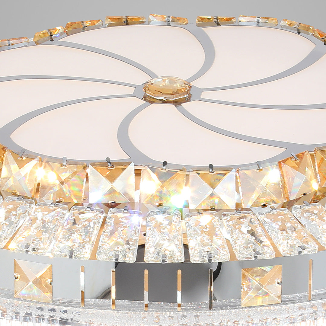 Modern Gold Crystal Ceiling Fan with Light for Living Room Décor