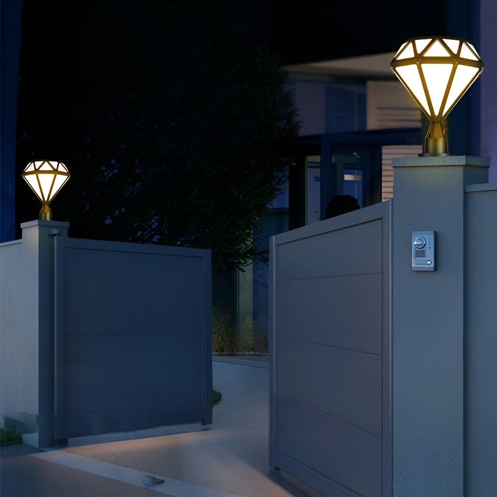 Stylish Diamond-Shaped LED Waterproof Outdoor Pillar Lights - Modern Design
