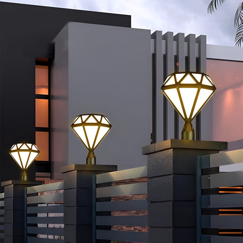 Stylish Diamond-Shaped LED Waterproof Outdoor Pillar Lights - Modern Design