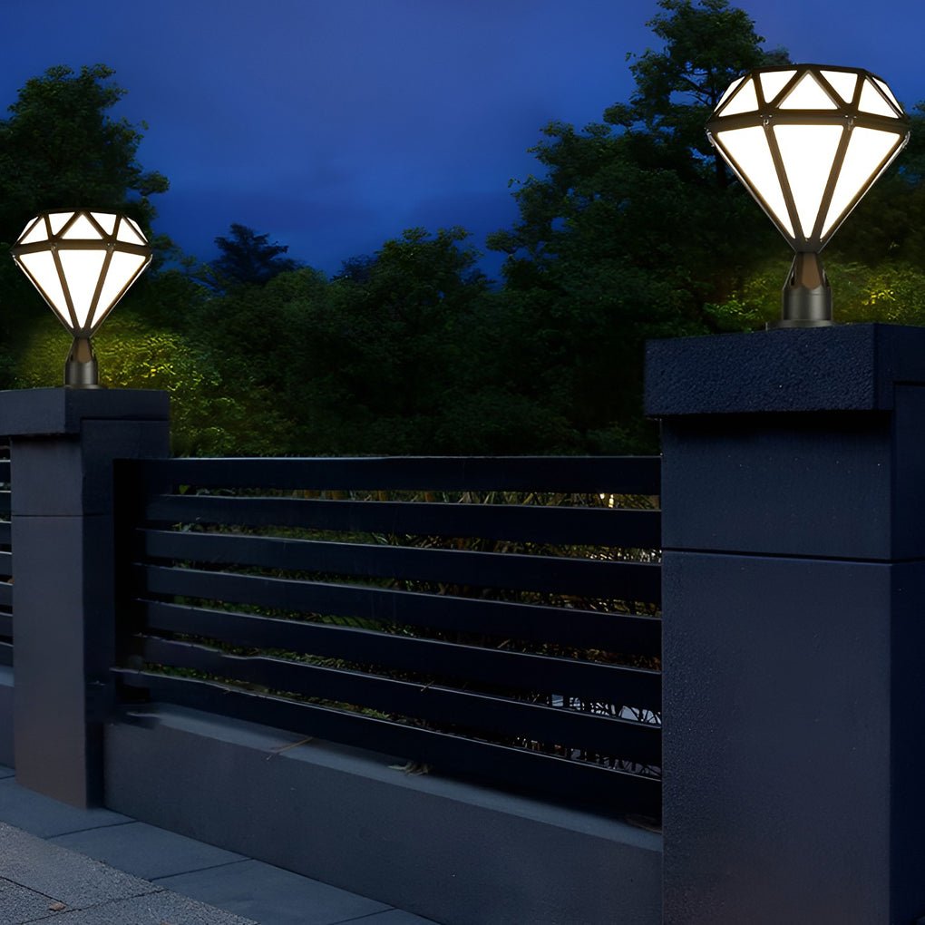 Stylish Diamond-Shaped LED Waterproof Outdoor Pillar Lights - Modern Design
