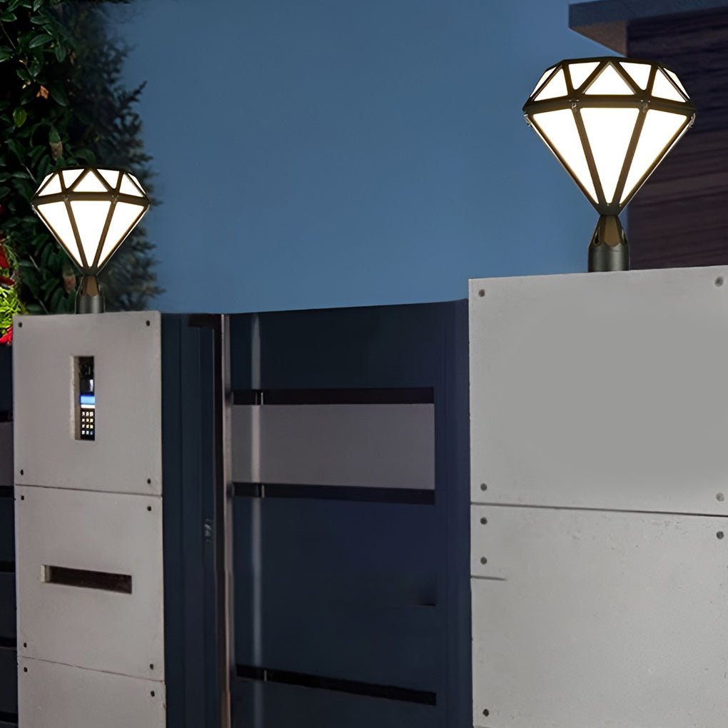 Stylish Diamond-Shaped LED Waterproof Outdoor Pillar Lights - Modern Design