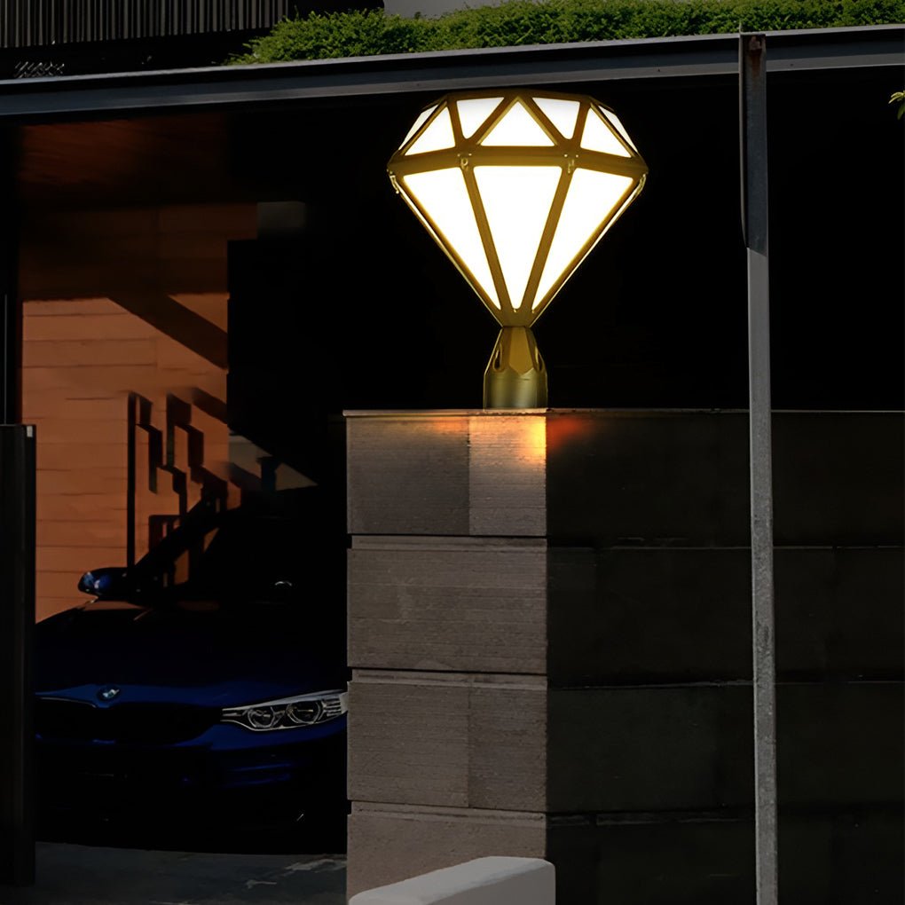Stylish Diamond-Shaped LED Waterproof Outdoor Pillar Lights - Modern Design