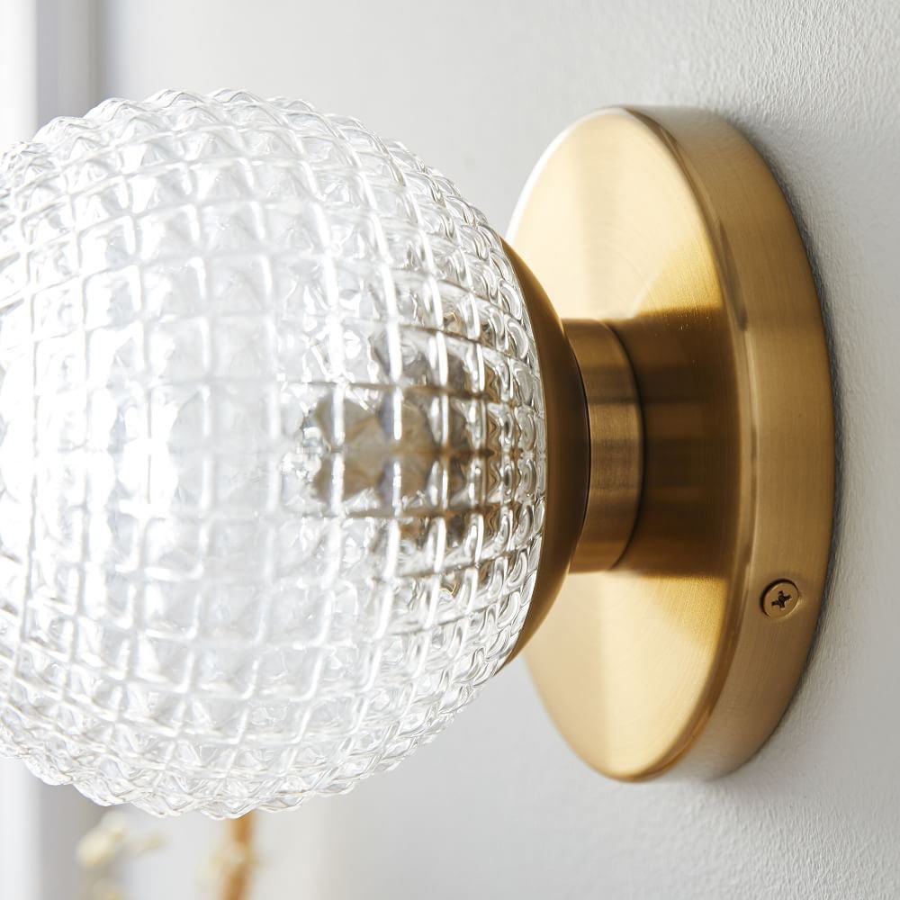 Modern Copper Glass Ball LED Wall Sconce with Three Dimmer Settings