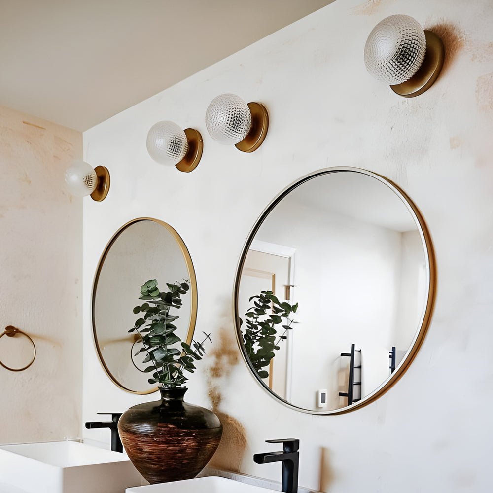 Modern Copper Glass Ball LED Wall Sconce with Three Dimmer Settings
