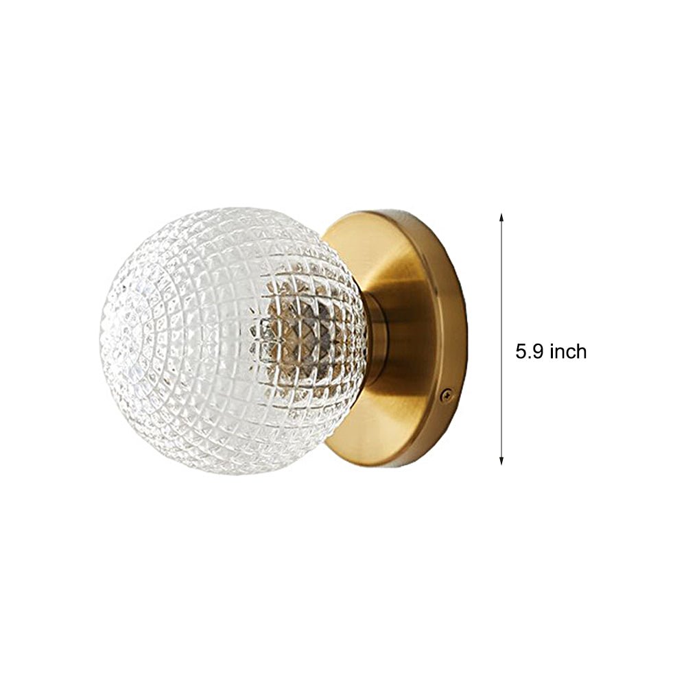 Modern Copper Glass Ball LED Wall Sconce with Three Dimmer Settings