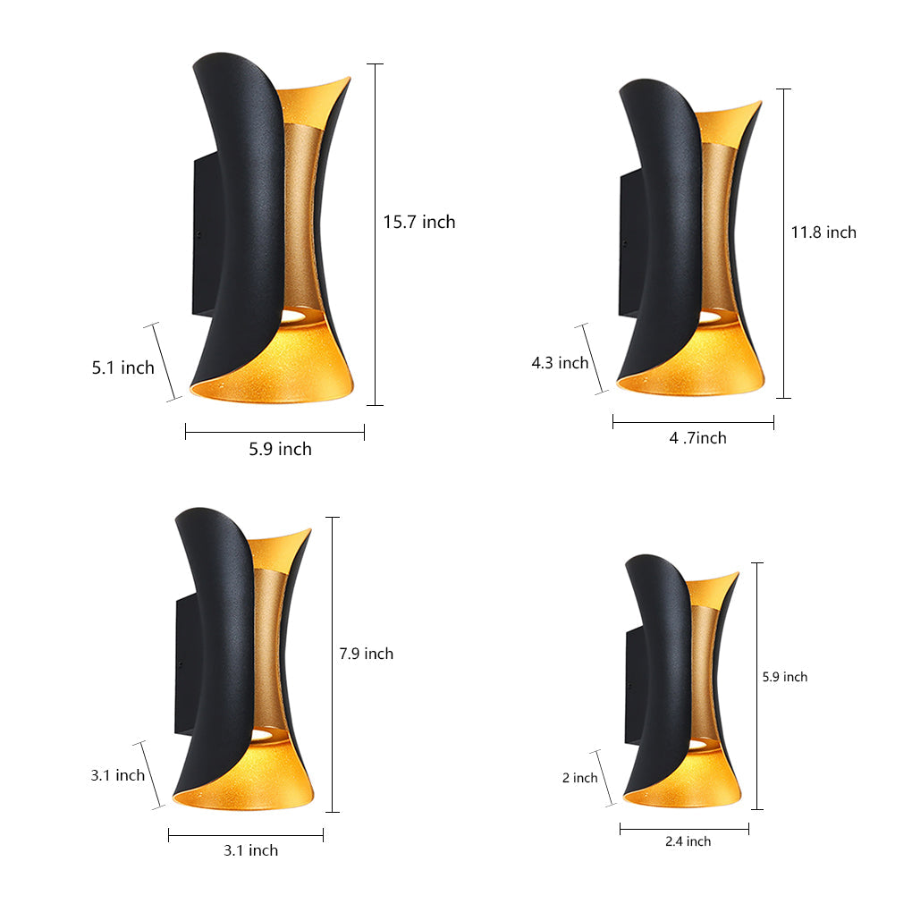 Modern Curved LED Waterproof Wall Sconce Light for Outdoor & Indoor Use