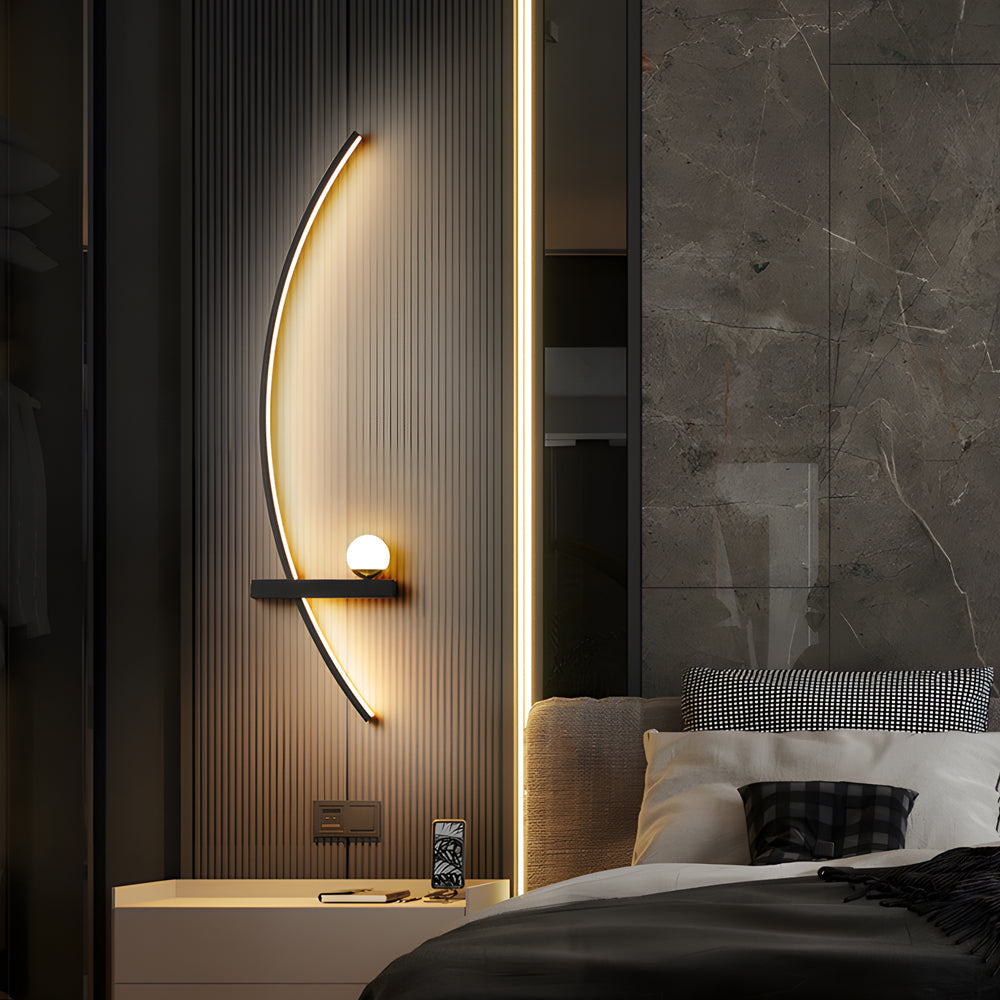 Elegant Silver Curved LED Wall Sconce for Modern Living Room Decor