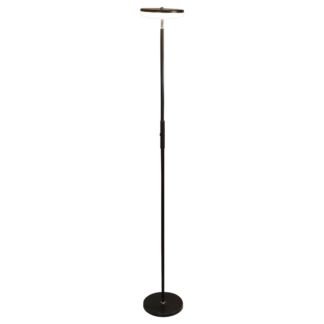 Modern Brass Uplight Floor Lamp with White Shade for Cozy Reading Nook